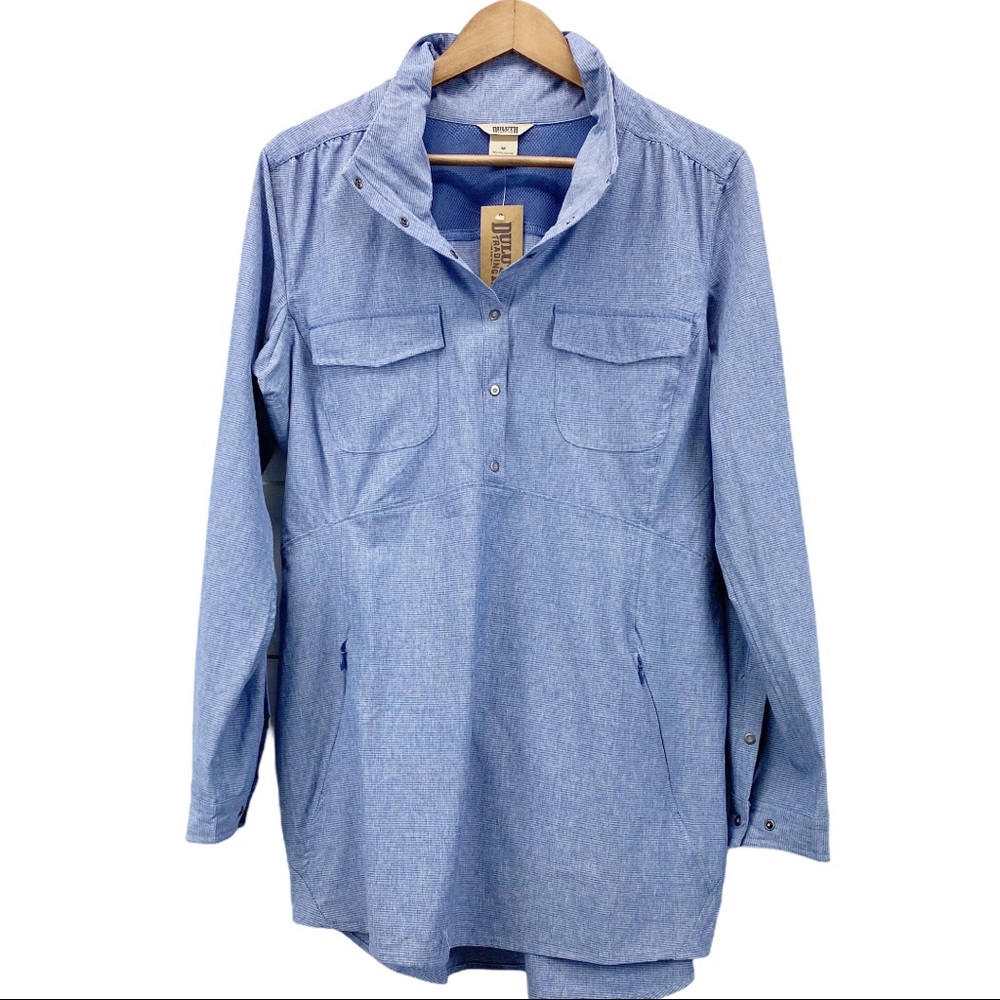 Duluth Trading Co Light Blue Long-Sleeve Pullover Shirt